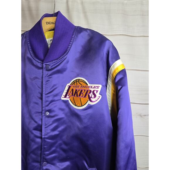 Vintage Starter NBA Los Angeles Lakers Satin Bomber Jacket Men's Sz XL - Picture 3 of 12